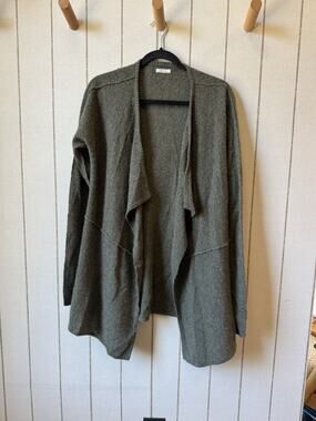 SUSS Women’s 1 Medium Olive Green 100% Cashmere Cardigan Sweater Drape Lagenlook